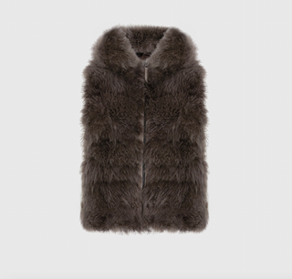 SIMONETTA RAVIZZA ALBERT - CASHMERE GOAT FUR VEST WITH HOOD