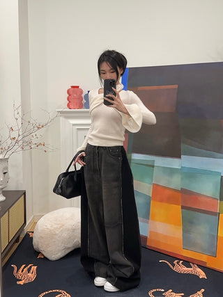 MM6 Maison Margiela BLACK WIDE LEGS 5 POCKET JEANS