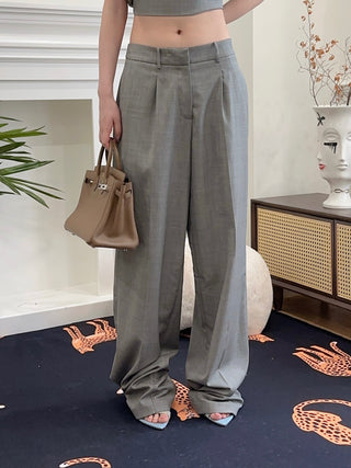 MAGDA BUTRYM - Wide leg tailored wool pants in grey