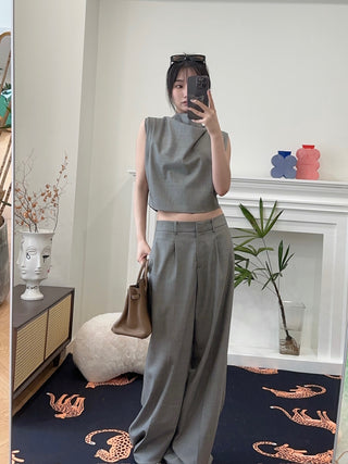 MAGDA BUTRYM - Wide leg tailored wool pants in grey