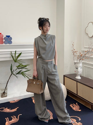 MAGDA BUTRYM - Wide leg tailored wool pants in grey