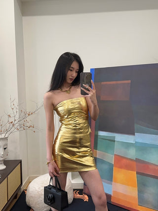 CULTNAKED DANCING ON THE TABLE SKORT IN GOLD CROC