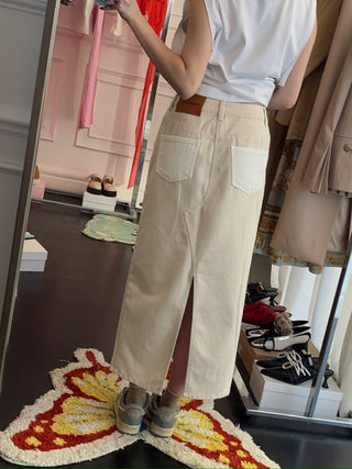 YOUSER - TROUSER DETAILED MEDIUM SKIRT / IVORY