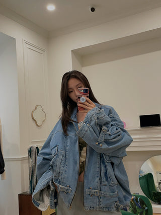 HED MAYNER - BELTED DENIM JACKET