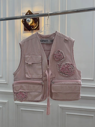 OPEN YY APPLIQUÉ CARGO VEST