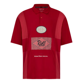 MARTINE ROSE - OVERSIZED PANELLED POLO / RED BURGUNDY