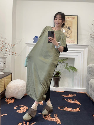 MM6 LONG TEE DRESS / GREEN BLACK