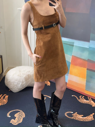 COPERNI - BELTED SUEDE MINI DRESS / BROWN BRW