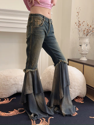 BLUMARINE JEANS WITH FLOUNCES AND CHIFFON