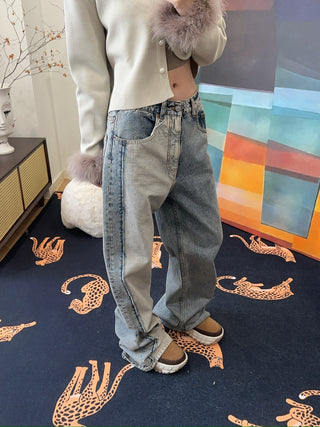 MM6 Maison Margiela LOOSE MID-WEIGHT 5-POCKET BLUE JEANS WITH WIDE LEGS