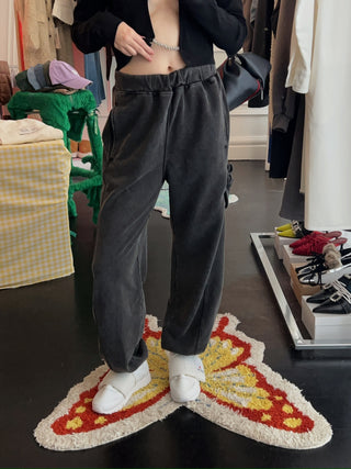 SUGI - WASHED DENIM RIBBON LOUNGE PANTS / GRAY