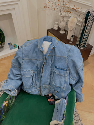 HED MAYNER - BELTED DENIM JACKET