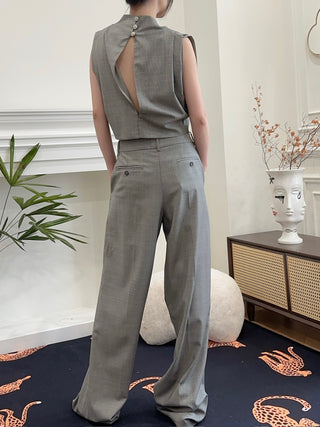 MAGDA BUTRYM - Wide leg tailored wool pants in grey