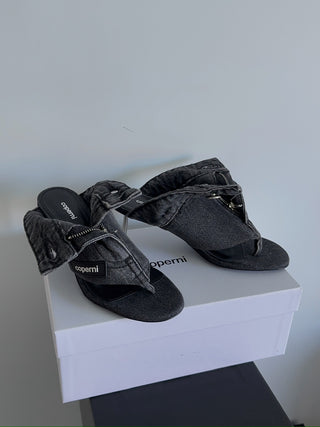 COPERNI - DENIM OPEN THONG SANDAL / GREY