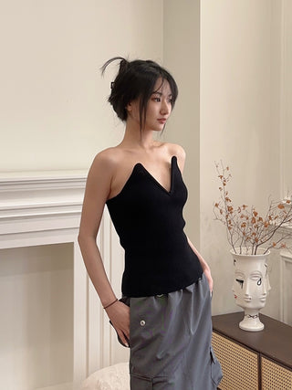 COPERNI - KNITTED KNITTED BUSTIER TOP / BLACK