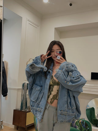 HED MAYNER - BELTED DENIM JACKET