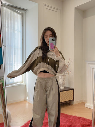 OPEN YY Stipe Cropped Hoodie