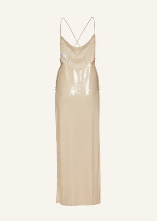 MAGDA BUTRYM - Sequin spaghetti strap gown in cream