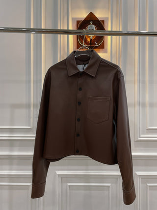 COMMON LEISURE CROPPED SHIRT CHESTNUT