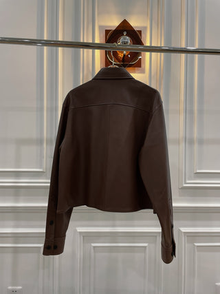 COMMON LEISURE CROPPED SHIRT CHESTNUT