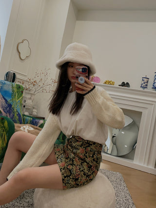 ROKH - Jaquard Floral Mini Skirt