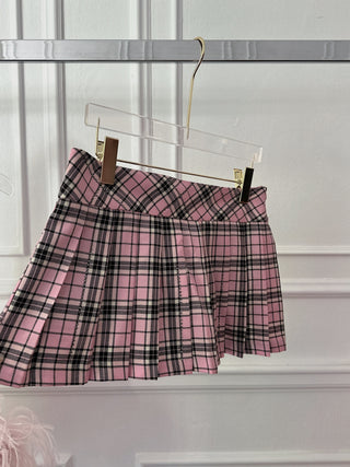 GIUSEPPE DI MORABITO CRYSTAL EMBELLISHMENT TARTAN PLEATED MINI SKORT