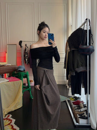 CHRISTOPHER ESBER - FASTEN CASHMERE SKIRT / CARBON GREY