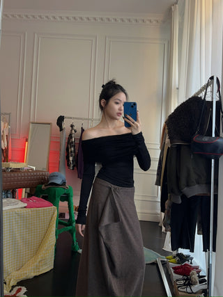 CHRISTOPHER ESBER - FASTEN CASHMERE SKIRT / CARBON GREY