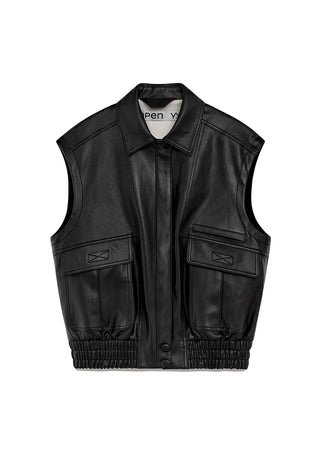 OPEN YY FAUX LEATHER BIKER VEST