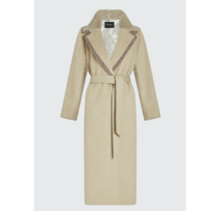 SIMONETTA - MARZIA - LORO PIANA WOOL COAT WITH MINK DETAILS